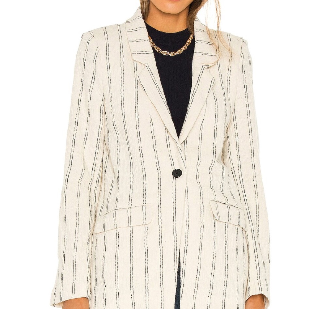 Bardot Stripe Blazer, Ecru Stripe, S